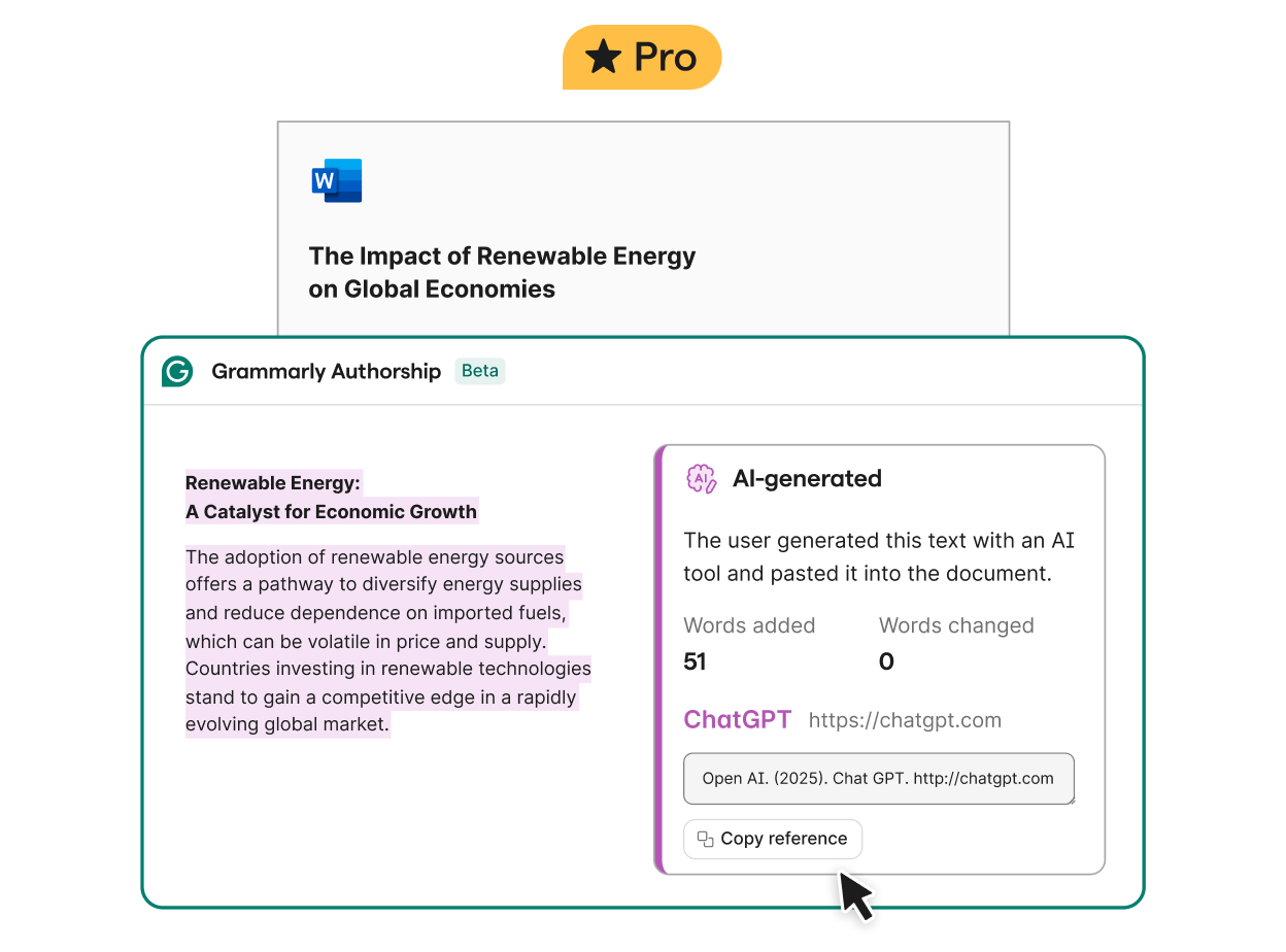 Grammarly flagging what is AI-generated in a piece of text